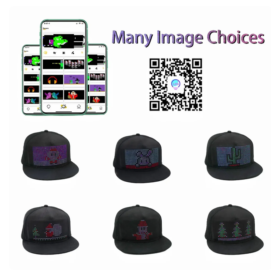 2 LED Glowing Hat Your Personalizable LED Matrix Scrolling Text Display
