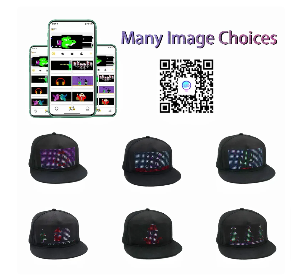 2 LED Glowing Hat Your Personalizable LED Matrix Scrolling Text Display