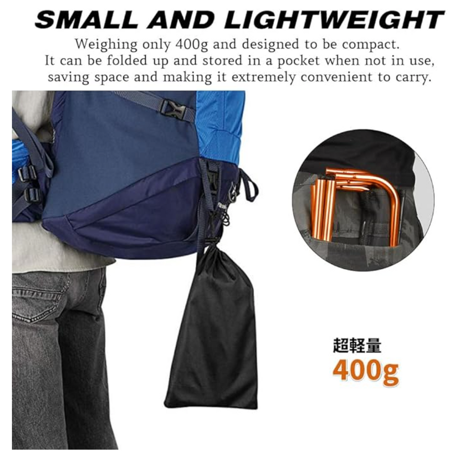 2 Mini Foldable Camping Stool Chairs, Lightweight Portable Outdoor Stool for Hiking Beach Fishing Concert Garden, Aircraft Grade 7075 Aluminum, Load Capacity to 300lbs, Orange Bracket