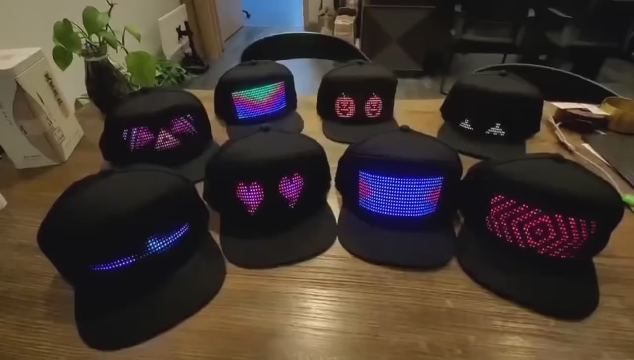 2 LED Glowing Hat Your Personalizable LED Matrix Scrolling Text Display